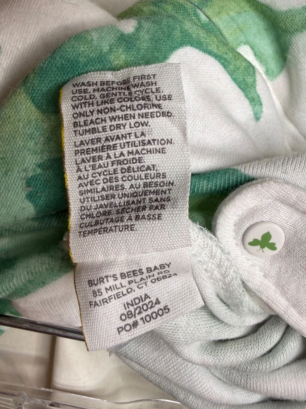 Burr’s Bees Baby Green Shamrock Footed Baby Sleeper 6-9 Months